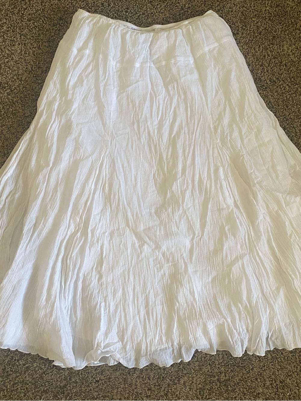 Ruby Rd. White Crinkled A-Line Skirt